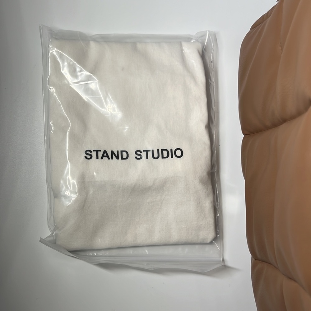 Stand Studio Tan Padded Leather Top-Handle Clutch - Picture 10 of 12